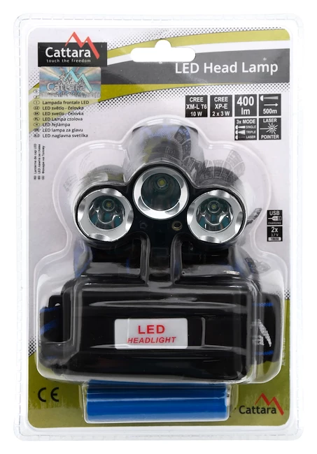 Lampe Frontale Cattara LED 400lm (1x XM-L+2x XP-E) 6 Lampe Frontale Cattara LED 400lm (1x XM-L+2x XP-E) – Image 4