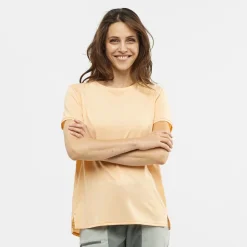 T-shirt Pour Femme Salomon Outline Summer SS Tee Apricot Ice SS22 -Équipement outdoor boutique t shirt pour femme salomon outline summer ss tee apricot ice ss22 162483 650x650 g4
