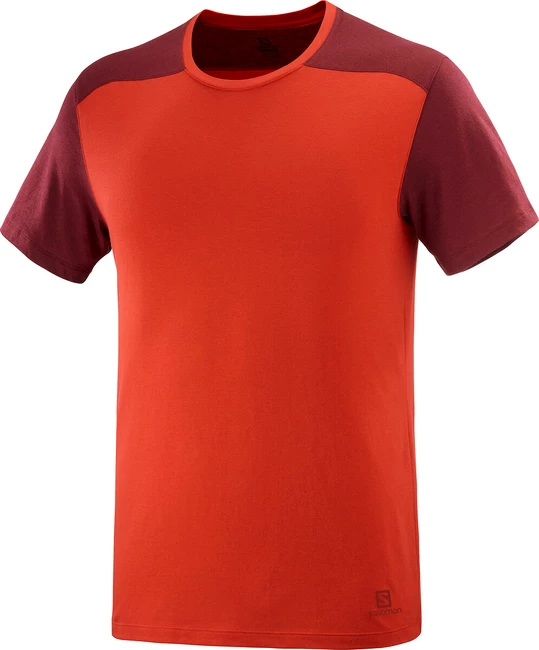 T-shirt Pour Homme Salomon Essential Colorblock Fiery Red SS22 3 T-shirt Pour Homme Salomon Essential Colorblock Fiery Red SS22